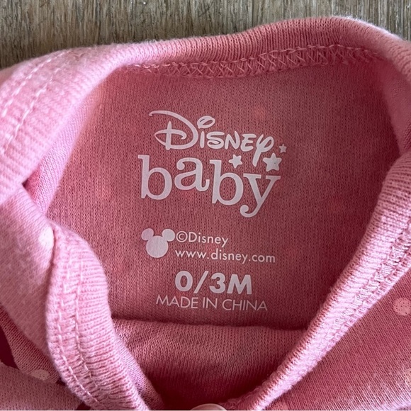 Disney Baby Minnie Mouse Short Sleeve Onesie Bodysuit - Pink Polka Dots - 0/3M - Picture 5 of 6